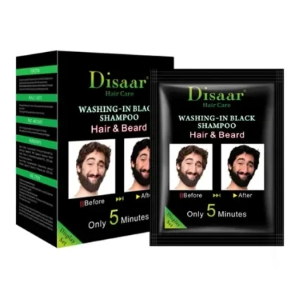 شامپو رنگ مو مشکی مو و ریش دیسار بسته 10 عددی