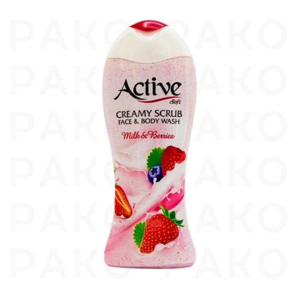 شامپو صورت و بدن کرمی اسکراب Milk & Berries اکتیو active
