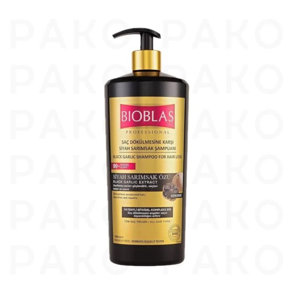 شامپو ضد ریزش مو بیوبلاس مدل Black Garlic Extract حجم 1000 میل bioblas
