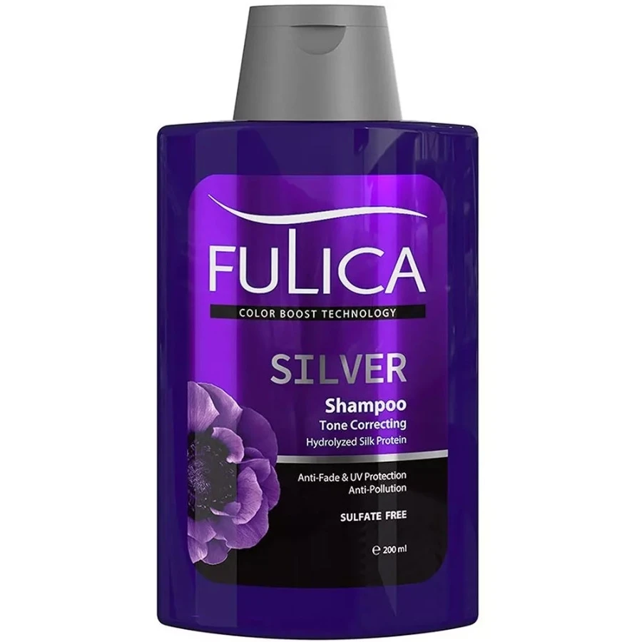 شامپو ضد زردی مو silver فولیکا fulica فاقد سولفات (200ml)