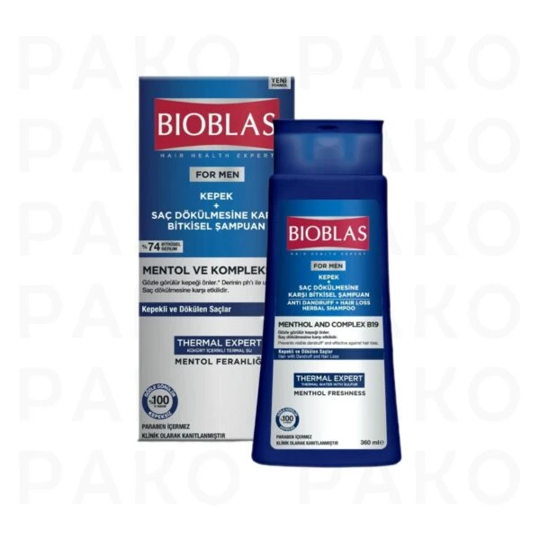 شامپو ضد شوره و ضد ریزش مو مردانه بیوبلاس BIOBLAS حجم 360 میل