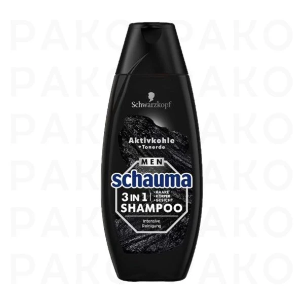 شامپو مو مردانه شوما Schauma مدل Aktivkohle و 3در1 (مشکی) حجم 350 میلی لیتر