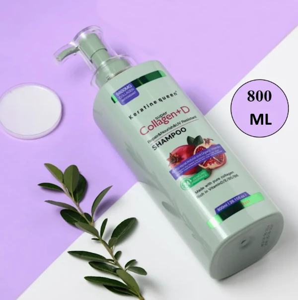 شامپو مو کراتین کوئین مدل Collagen+D عصاره انار حجم 800 میلی لیتر Keratine Queen ‌