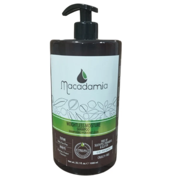 شامپو موی کراتین ماکادامیا macadamia weightless moisture shampoo حجم 1000 میل