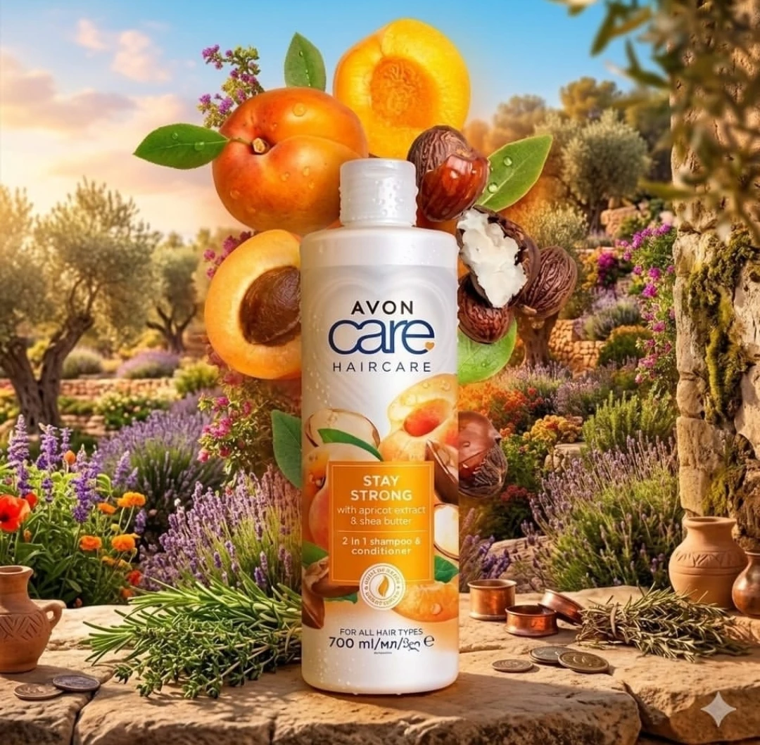 شامپو و نرم‌کننده 2 در 1 با عصاره زردآلو و کره شی برند AVON حجم 700 میل