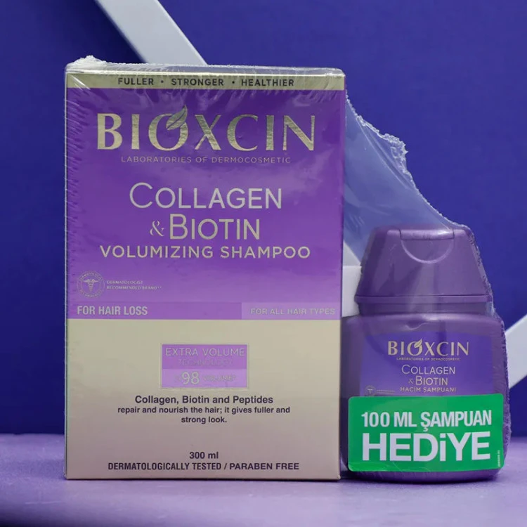 شامپو کلاژن و بیوتین بنفش BIOXCIN بیوکسین اشانتیون دار 300 میل 92906
