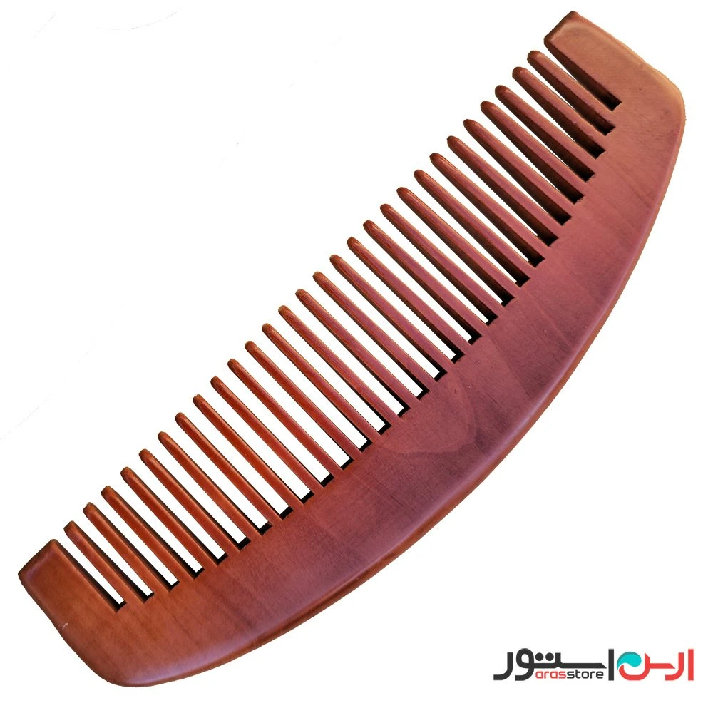 شانه چوبی منحنی دندانه درشت صندل