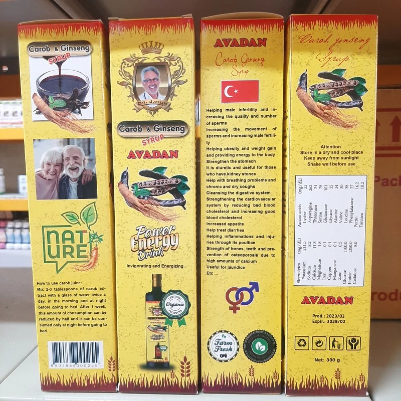 شربت جنسینگ و خرنوب پاور انرژی آوادان 300 گرمی تقویت‌کننده قوای جسمی و جنسی