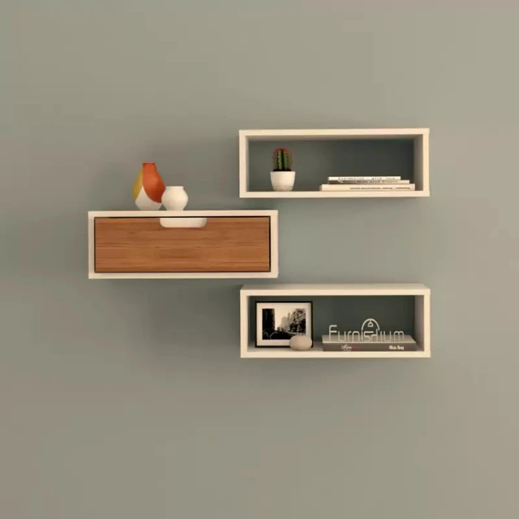 شلف دیواری s.h001 ست سه عددی تمام MDF