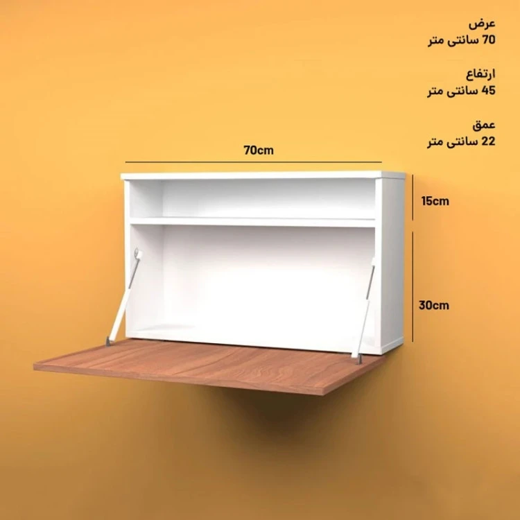 شلف دیواری درب جکی تمام mdf مدل پارس چوب