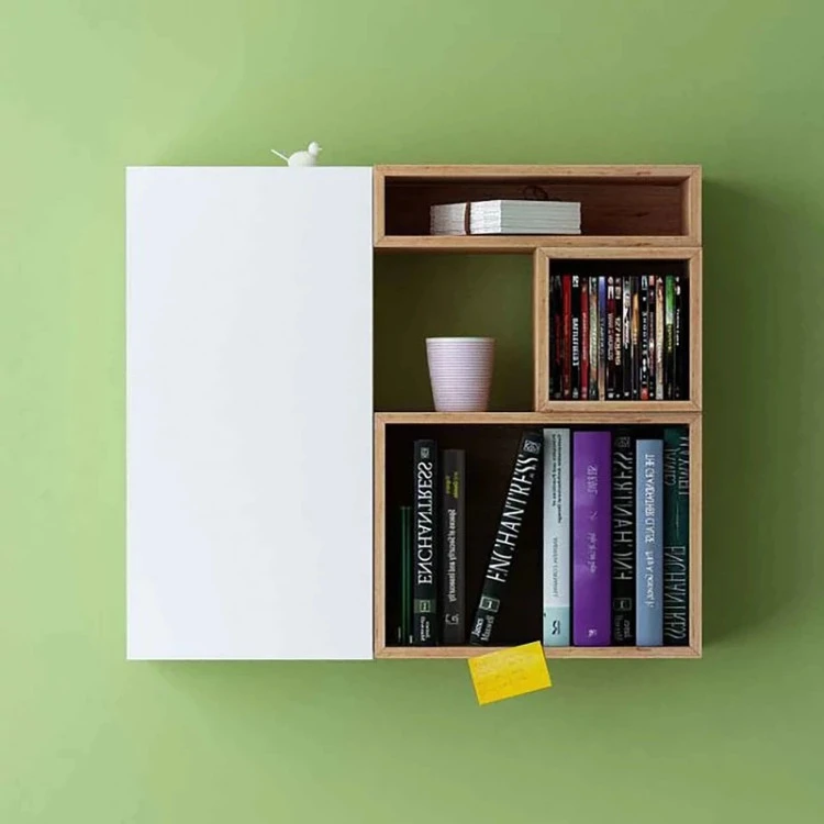 شلف دیواری مدل 007 تمام MDF درب مناسب کتابخانه و.. در ابعاد متخلف