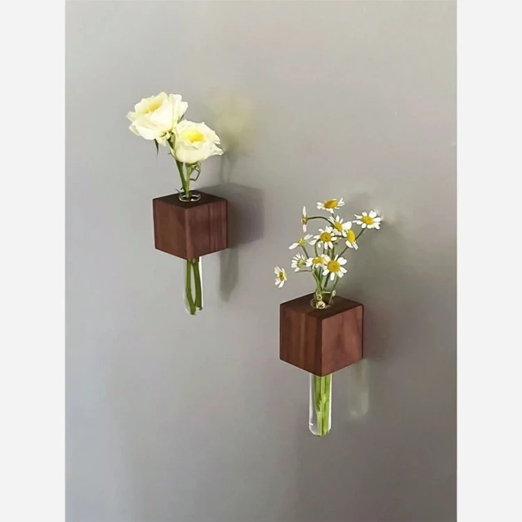 شلف دیواری چوبی گل طرح مکعب تکی