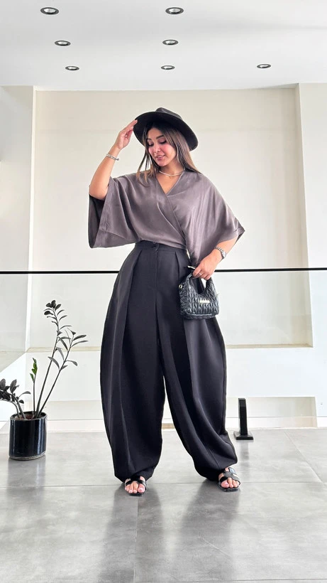 شلوار بگ بالنی زنانه پارچه ترک گرم بالا