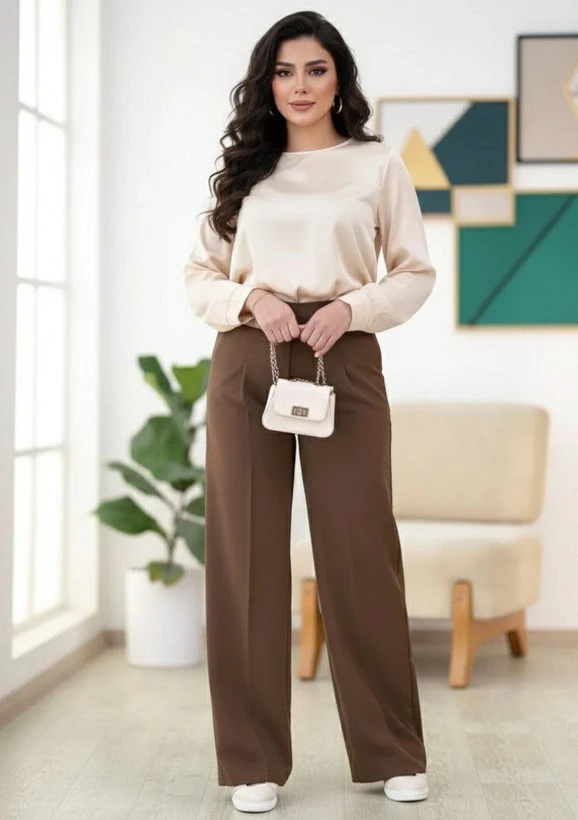 شلوار بگ مازراتی دبل قهوه ای سوخته