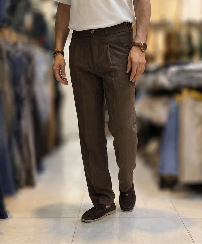شلوار بگ مردانه برند زارا (ZARA) پارچه سیلک مخملی