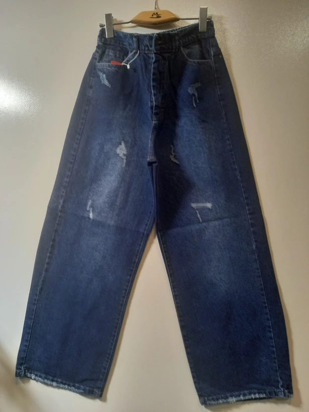 شلوار جین بگ زنانه سایز بزرگ رنگ آبی رویال شست سفارشی کد BGX1109