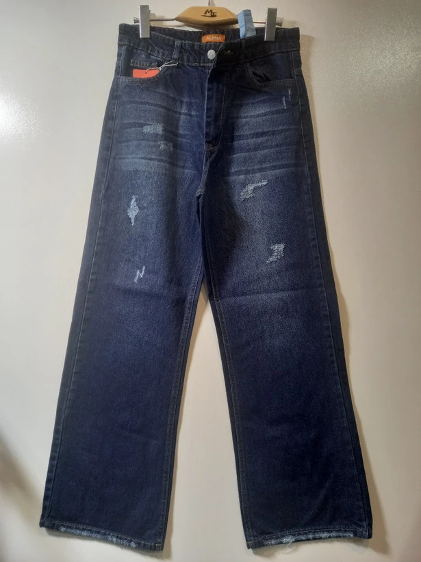 شلوار جین زنانه فلر بگ ( FLARE BAG ) رنگ آبی نفتی شست سفارشی کد BFL1289