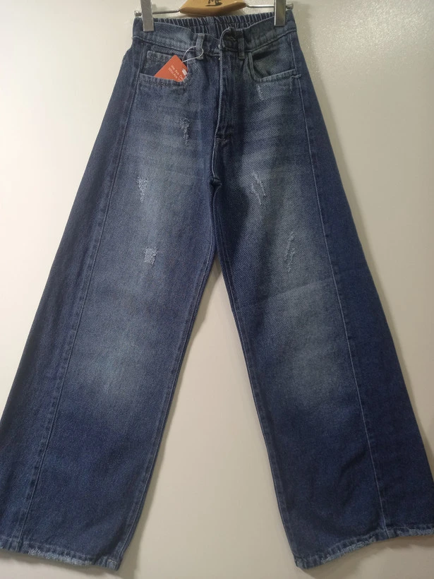 شلوار جین شافل بگ زنانه شست ممتاز ویژه آبی نفتی رادو و تینت مهتابی کد BSH1366