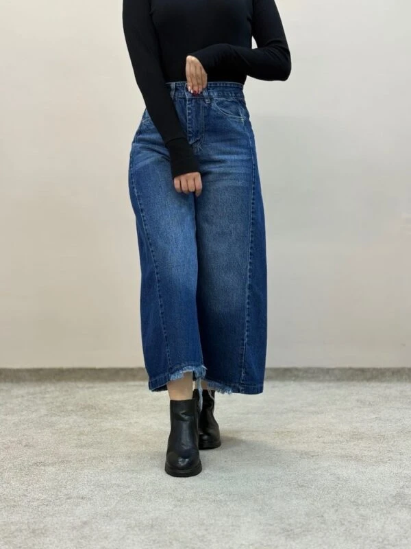 شلوار جین شافل سورمه ای قد90 سانت 906247