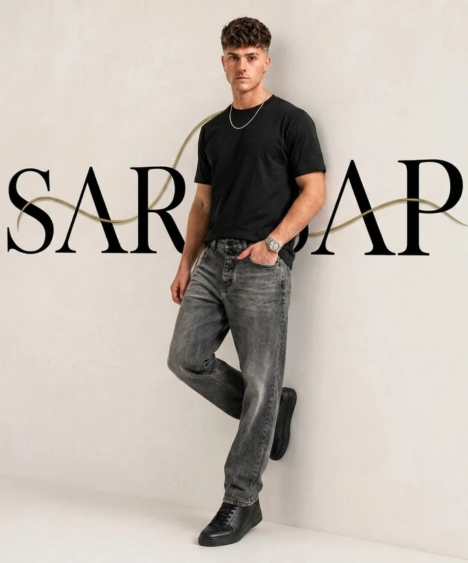 شلوار جین مردانه بگ برند VICARO CLOTHES رنگ ذغالی روشن