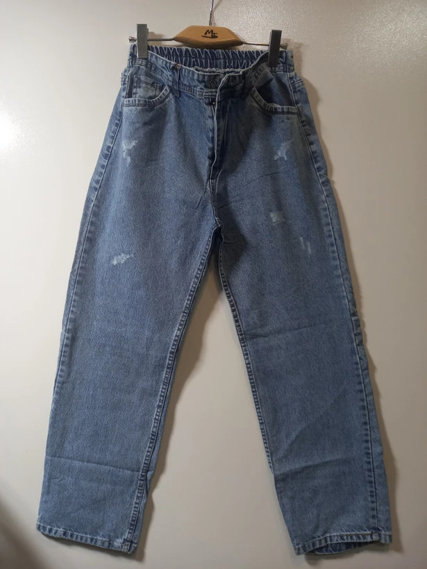شلوار جین نیم بگ زنانه (استریت STREET) آبی روشن شست سنگ خشک کد NB304
