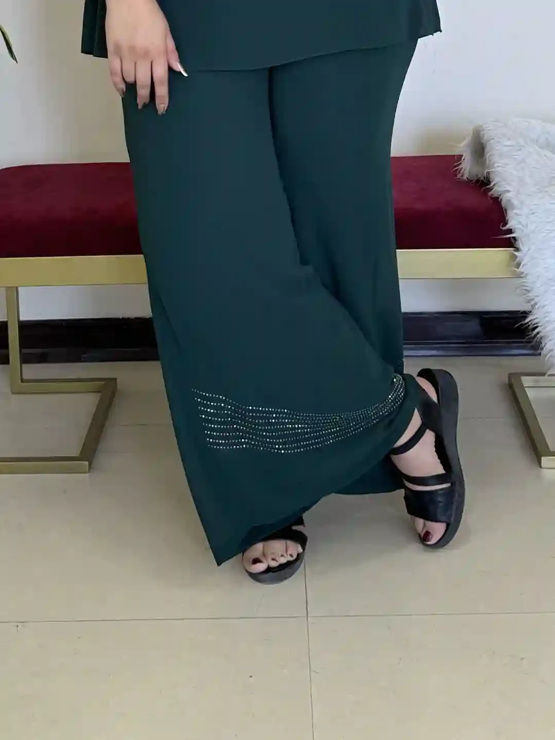 شلوار حریر نگین دار سایز بزرگ