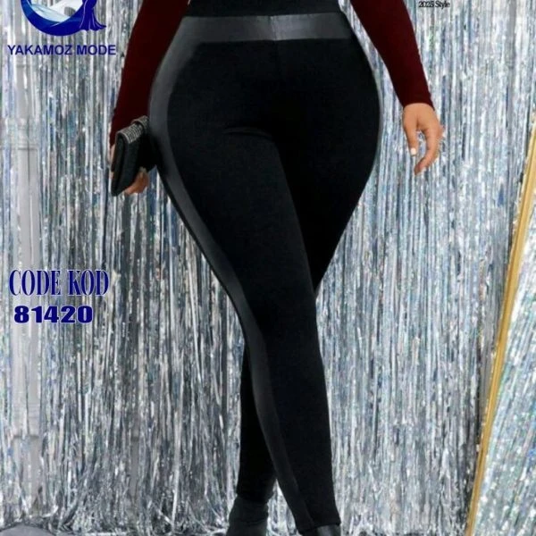 شلوار زنانه ترکیبی چرم/غواصی