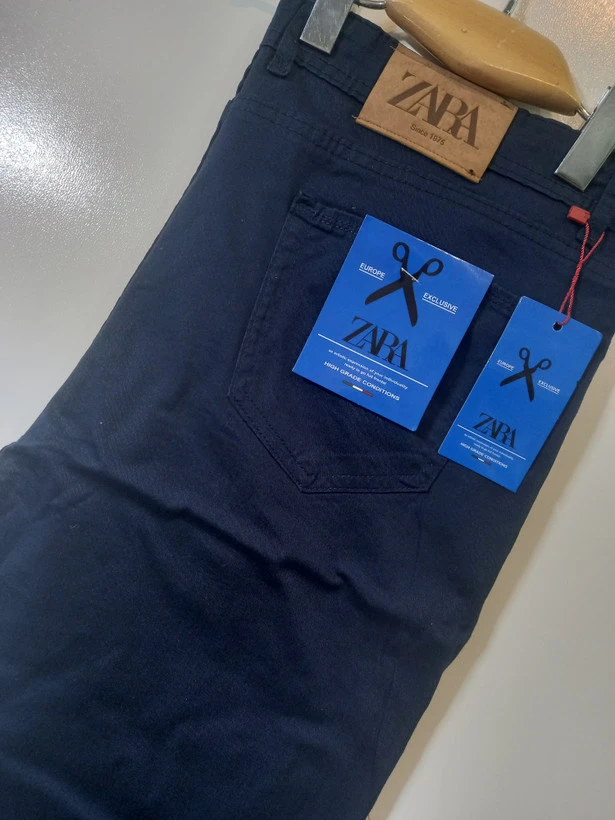 شلوار کتان مردانه راسته اسپورت زارا (REGULAR ZARA) رنگ سرمه ای کد KMS003