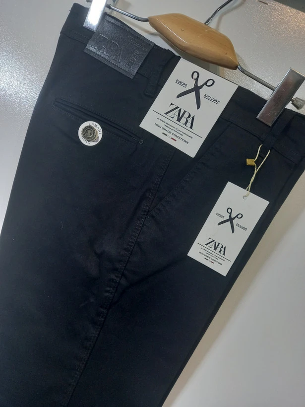 شلوار کتان مردانه راسته کلاسیک زارا (REGULAR ZARA) رنگ مشکی کد KMC001