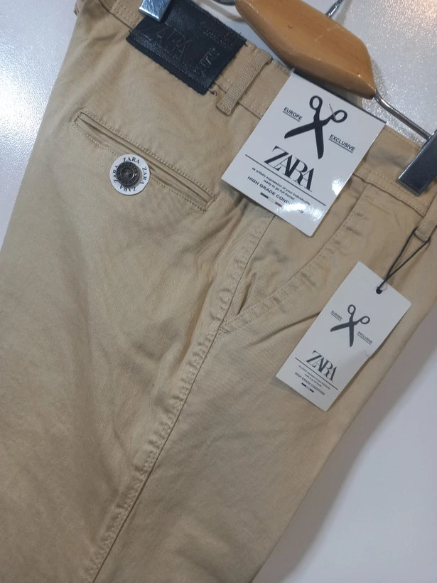 شلوار کتان مردانه راسته کلاسیک زارا (REGULAR ZARA) رنگ کرم براق کد KMC007