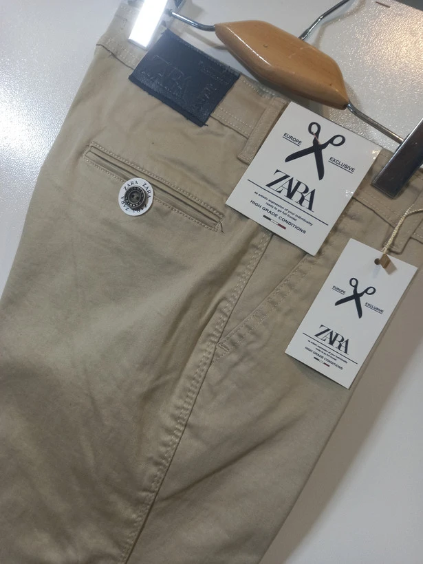 شلوار کتان مردانه راسته کلاسیک زارا (REGULAR ZARA) رنگ کرم مات کد KMC008