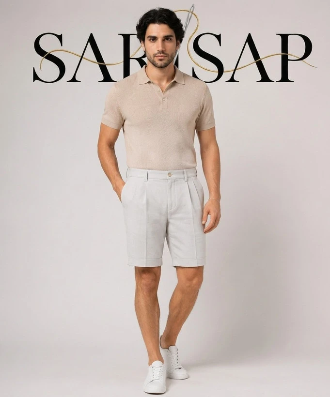 شلوارک مردانه پیلی‌دار برند ZARA (جنس کرپ)