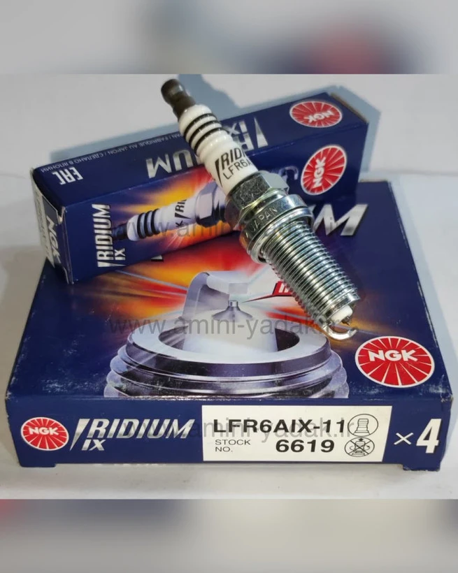 شمع ایریدیوم سوزنی پایه بلند NGK (انجیکا)IX اصل ژاپن کد ۶۶۱۹(LFR6AIX-11)