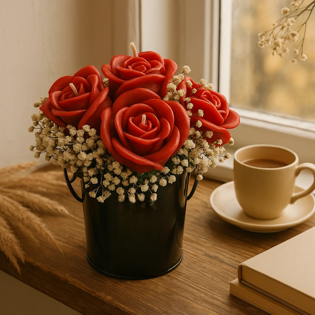 شمع تزئینی باکس گل sm3