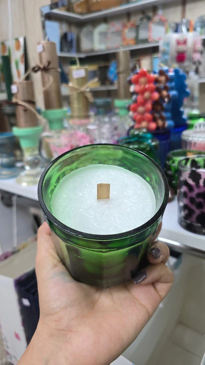 شمع شیشه ای سبز