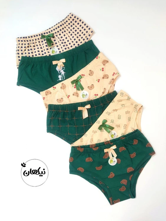 شورت نخی تم سبز و‌کرمی/ کد ۲۵۰