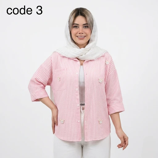 شومیز تدی لینن دیپلمات استیکر دار مدل آرورا علیدسا