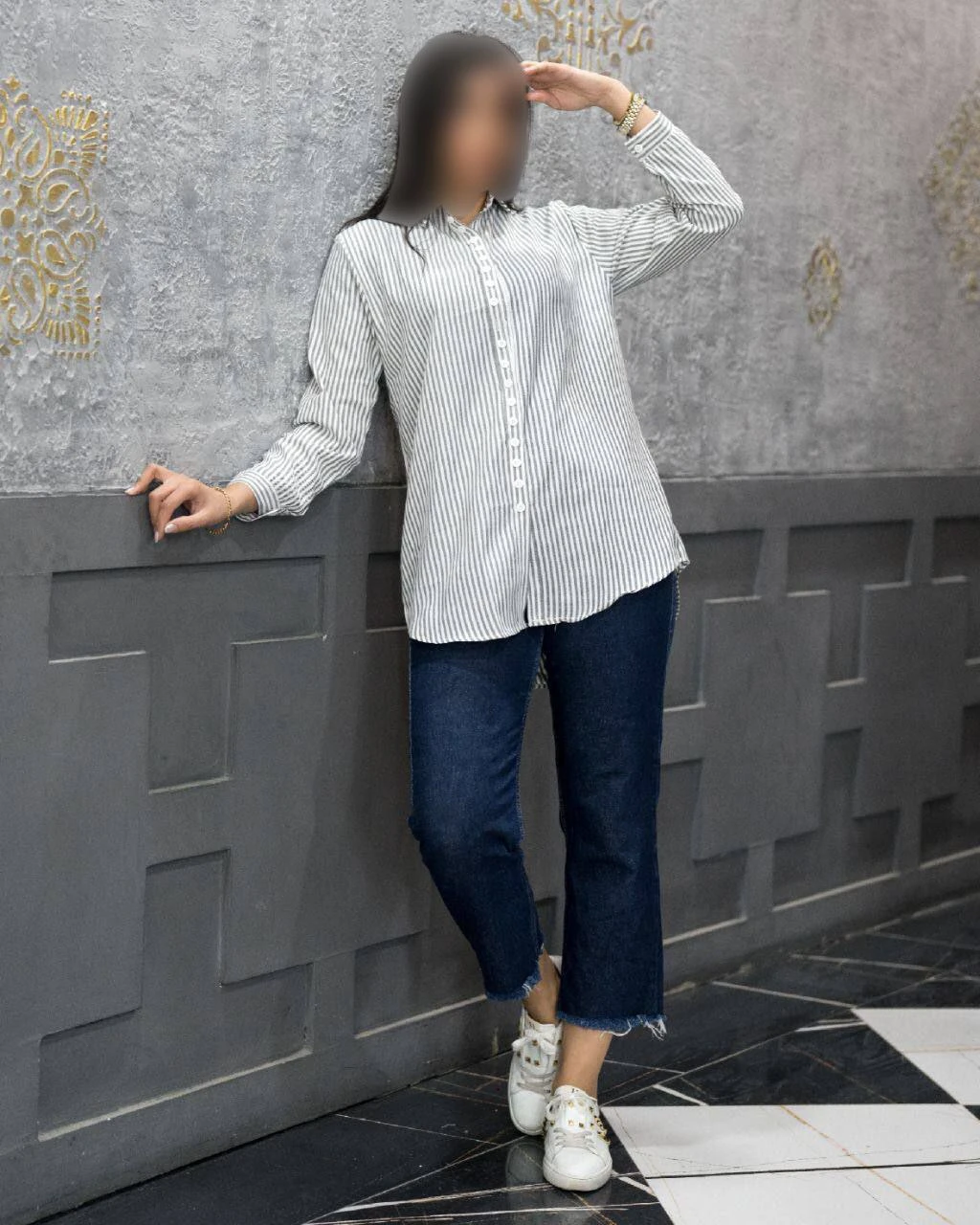 شومیز راه راه زنانه پشت دکمه