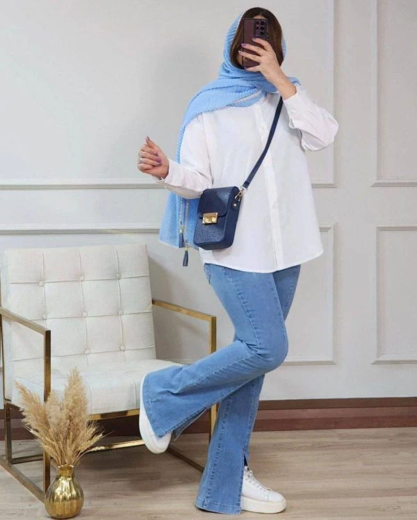 شومیز زنانه سفید داکرون درجه یک فری‌سایز 38 تا 48