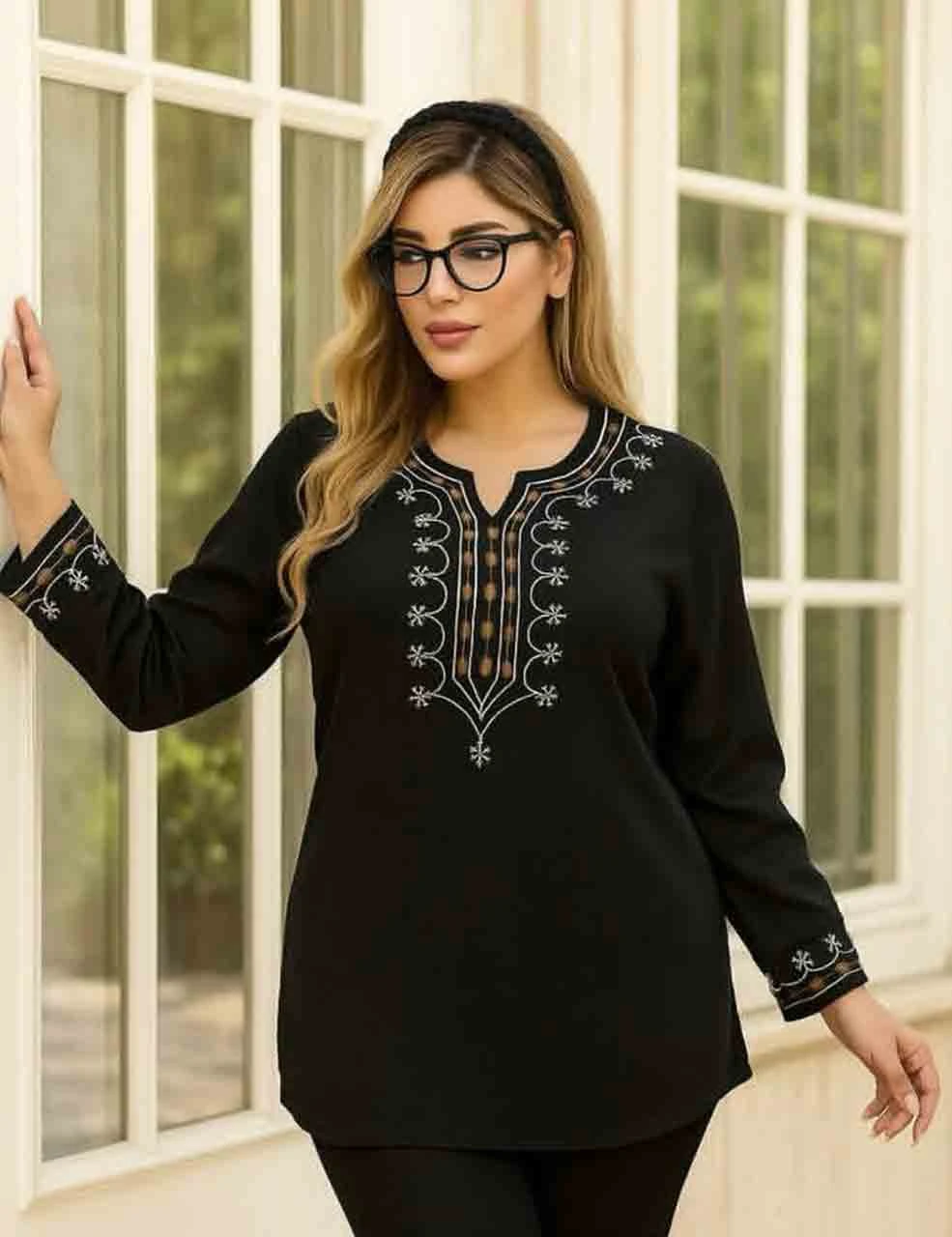 شومیز زنانه گلدوزی شده مدل مهدیس_شیکان کده