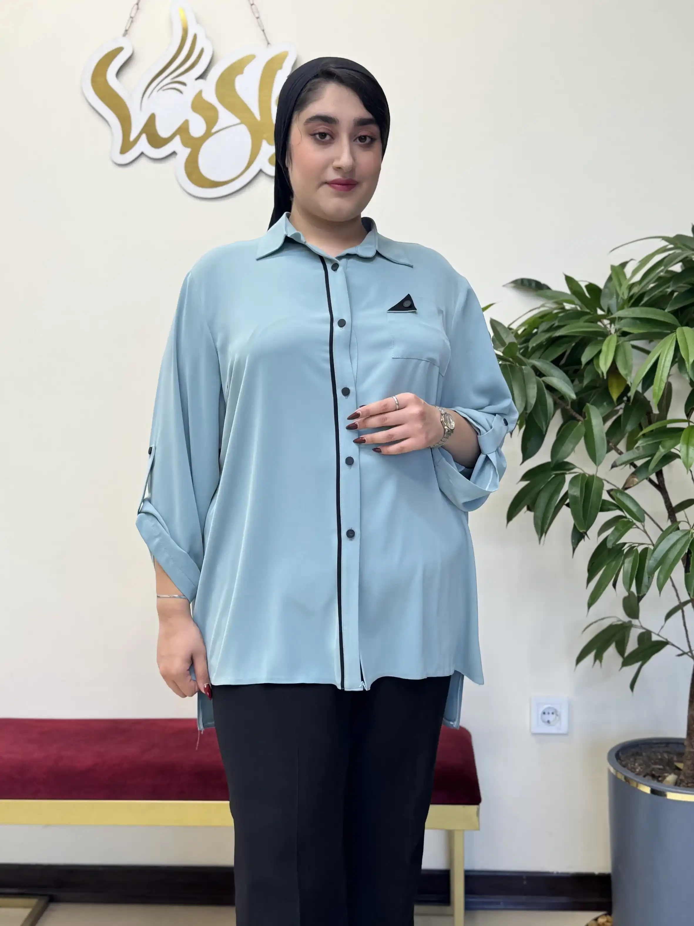 شومیز سایزبزرگ الیزه تک جیب