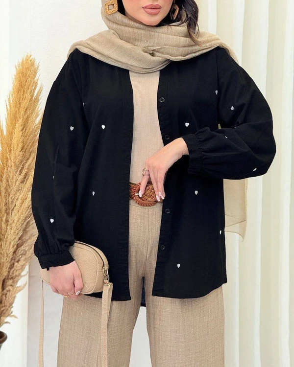شومیز لنین گلدوزی قلبی