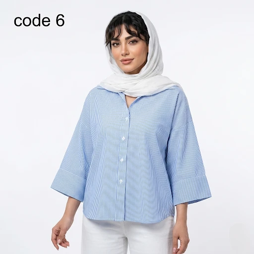 شومیز لینن نخ راه راه مدل آفتاب علیدسا