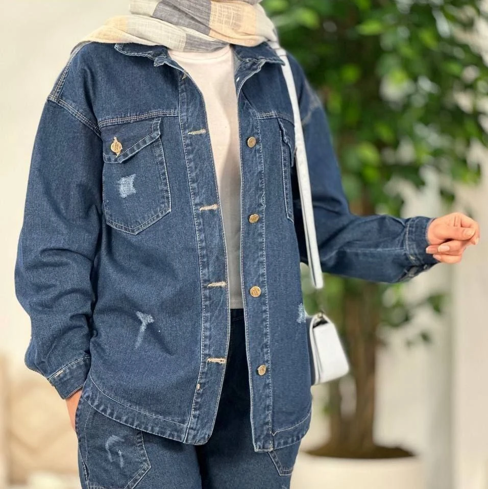 شومیز مانتویی زنانه لش جین_شیکان