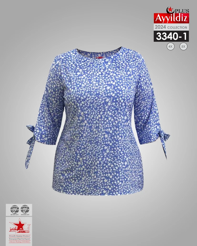 شومیز مجلسی سر آستین باز سایز بزرگ زنانه کد 3327