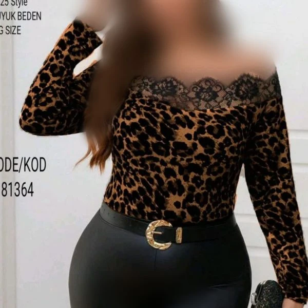 شومیز مجلسی یقه باز پلنگی