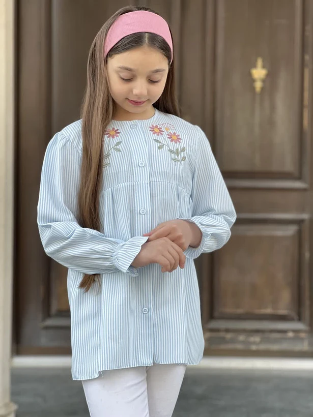 شومیز نوجوان راه راه گلدوزی