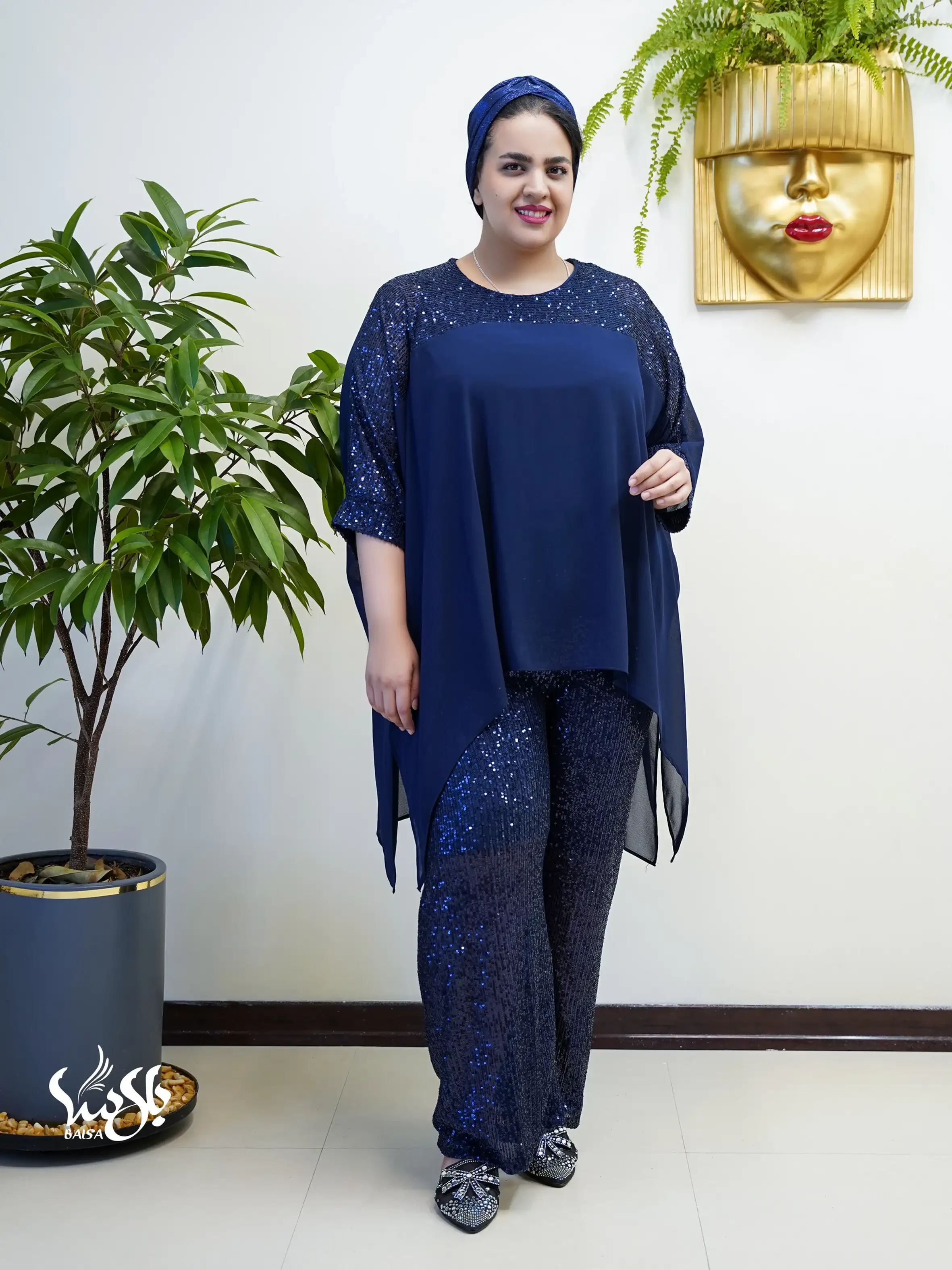شومیز و شلوار پولکی سایز بزرگ