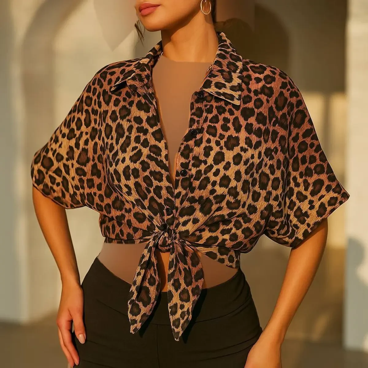 شومیز پلنگی زنانه رنگی