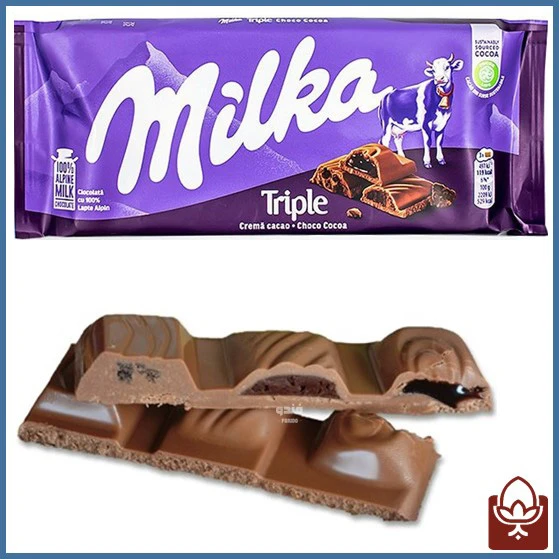 شکلات تخت تریپل کاکائویی میلکا 100 گرمی – Milka Triple Chocolate